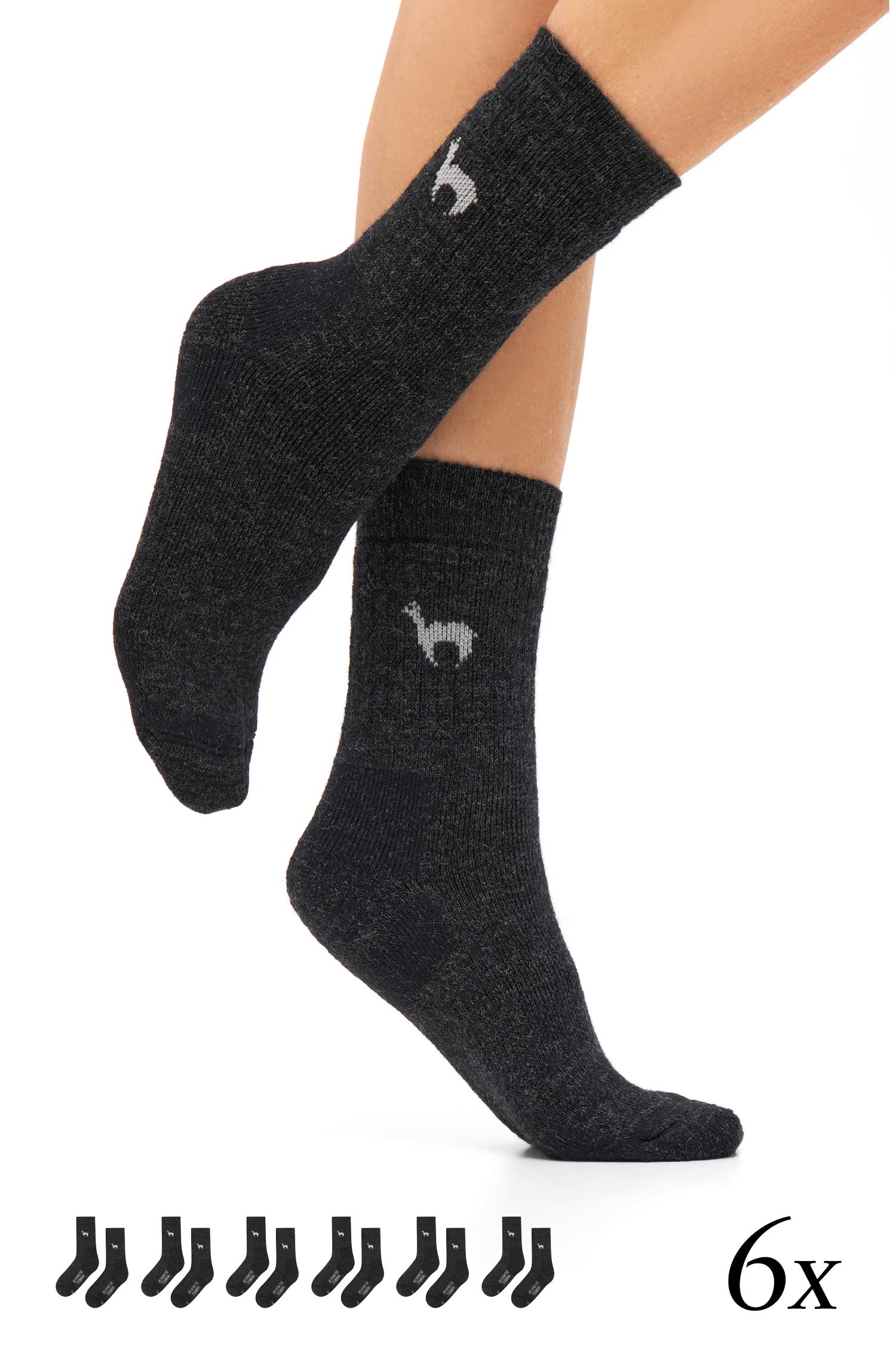 Alpaka Socken TREKKING | 6er-Pack-anthrazit