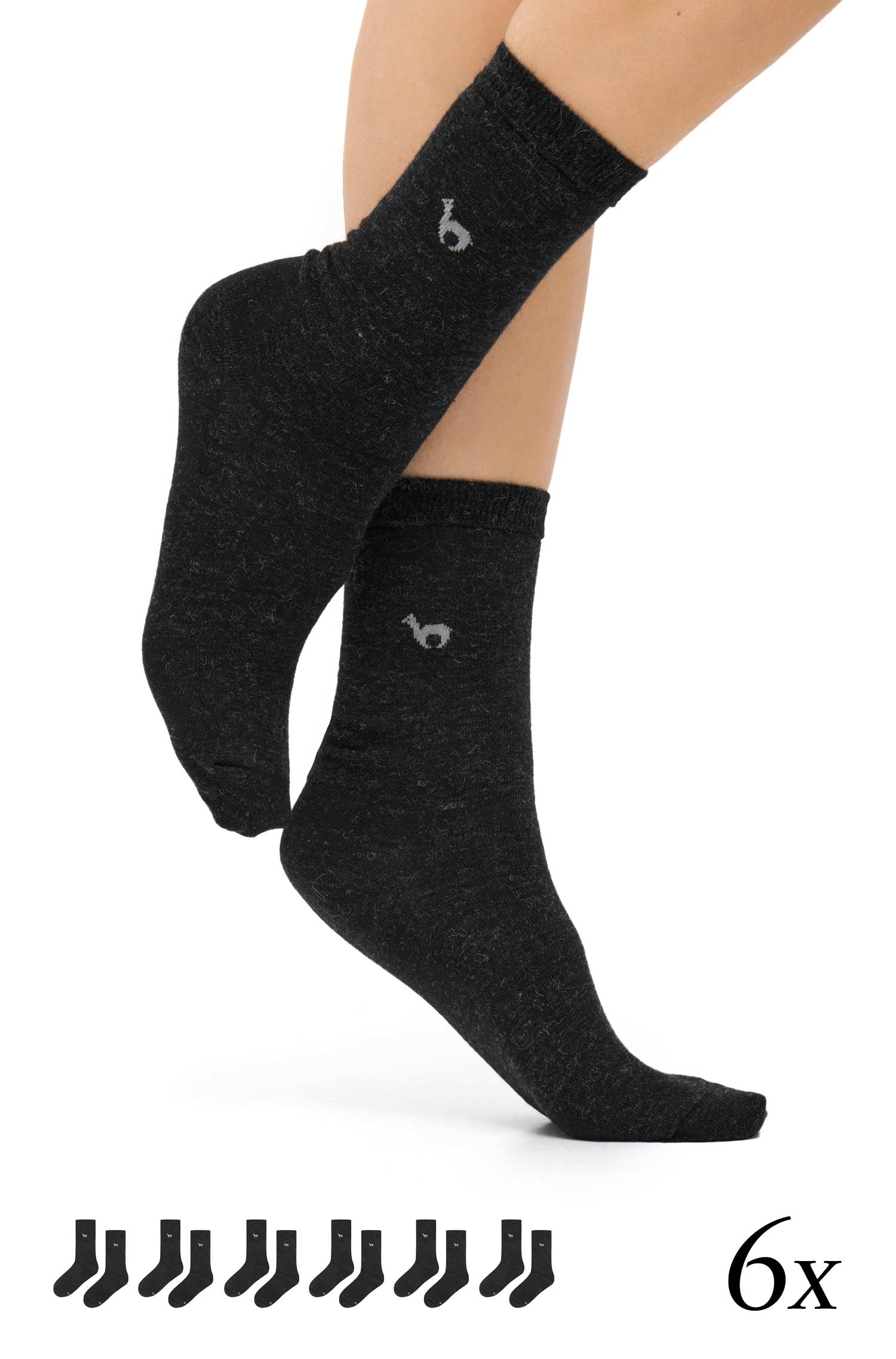 Alpaka Socken BUSINESS | 6er-Pack-schwarz