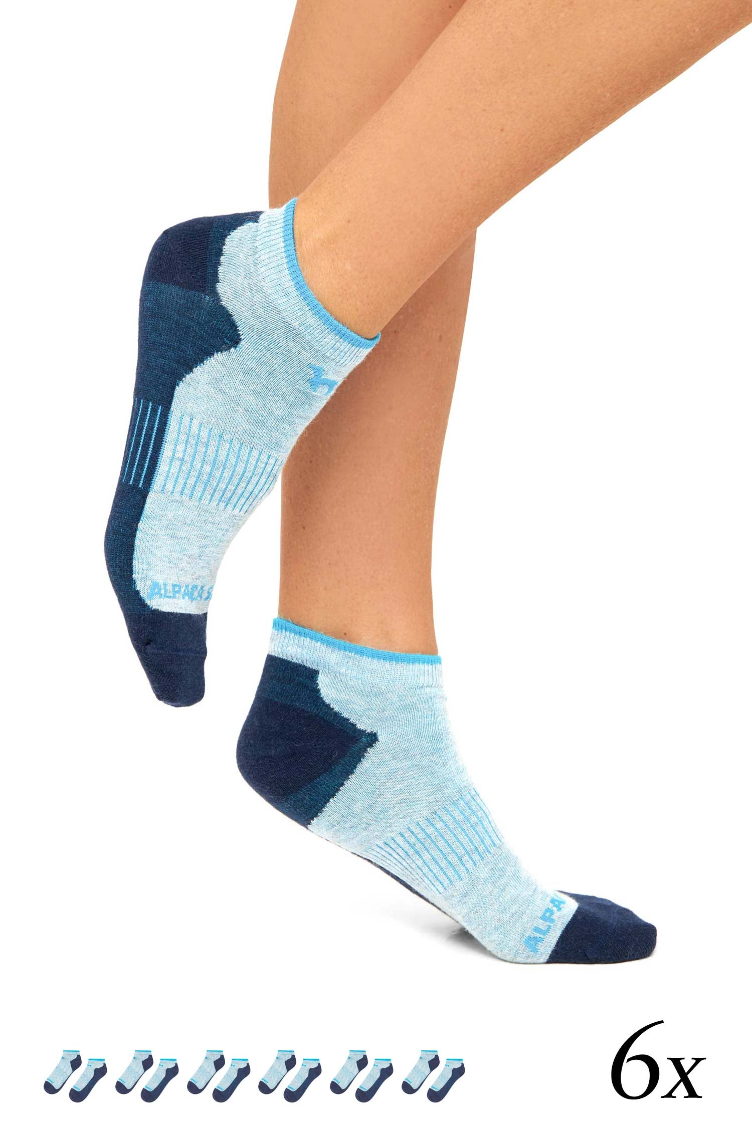 Alpaka Socken SNEAKER | 6er-Pack-navy/türkis