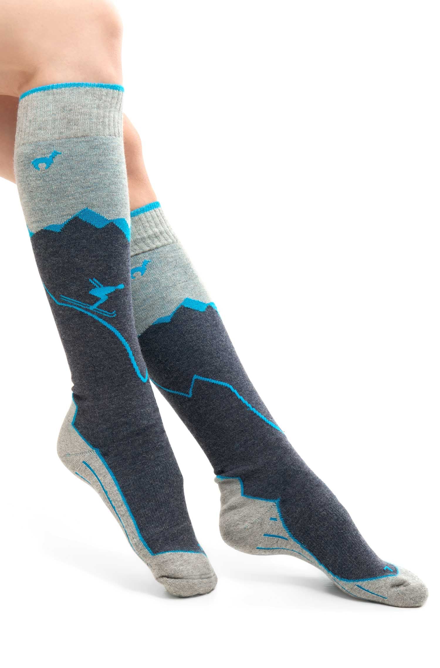 Alpaka Socken SKI & SPORT | 6er-Pack-navy/türkis
