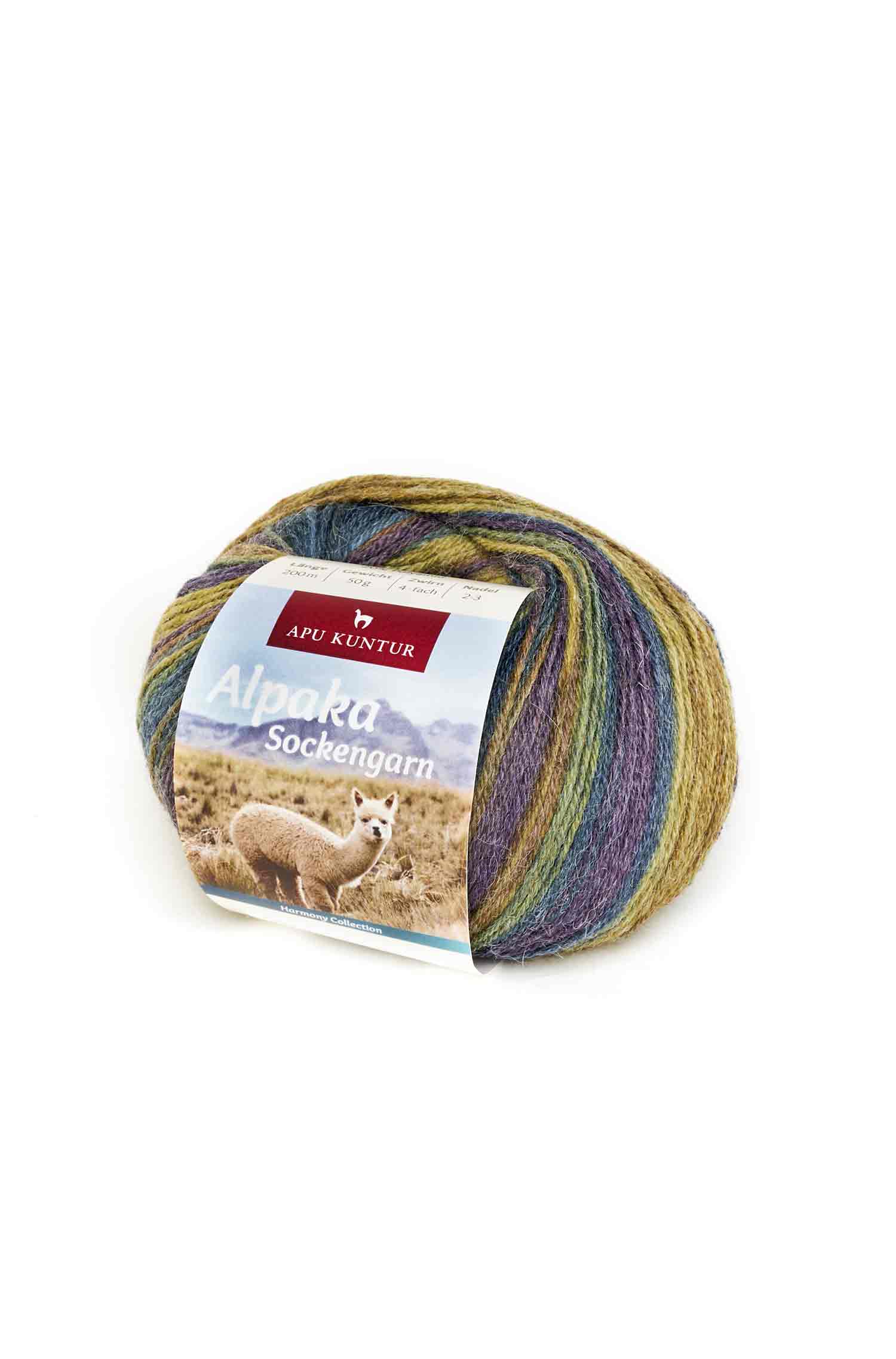 Alpaka Sockengarn HARMONY | 50g-olivgrün/blau