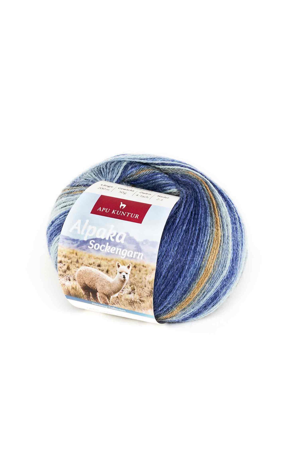 Alpaka Sockengarn HARMONY | 50g-ocker/blau