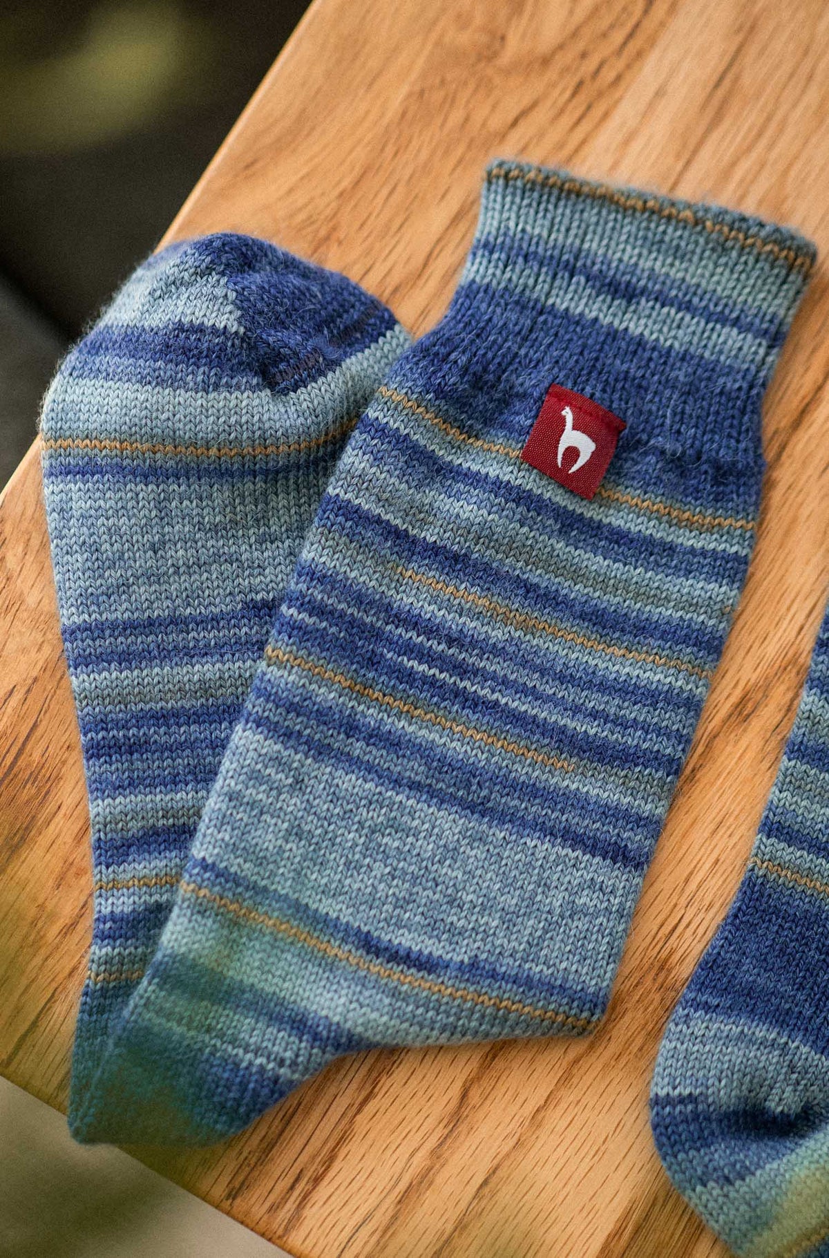 Alpaka Socken HARMONY-ocker/blau