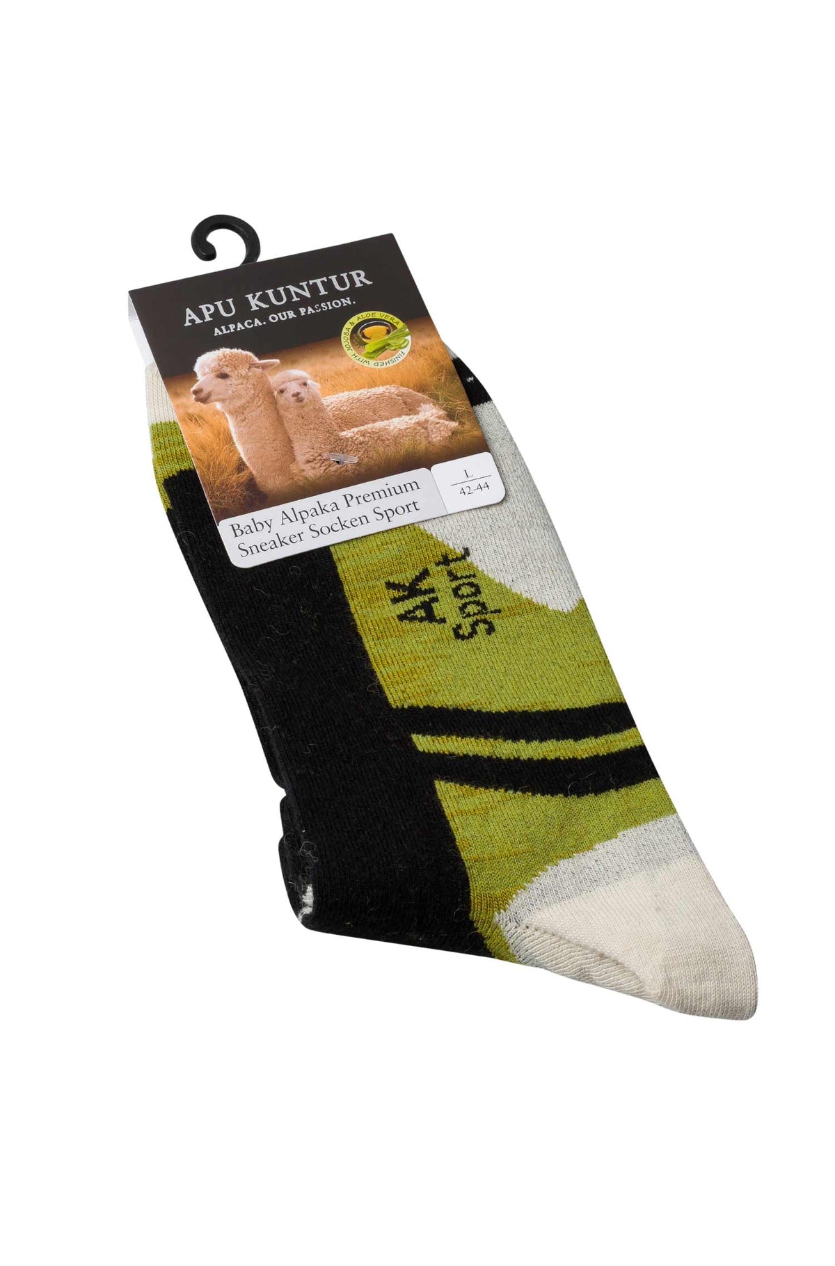 Alpaka Socken SPORT SNEAKER-schwarz/grün