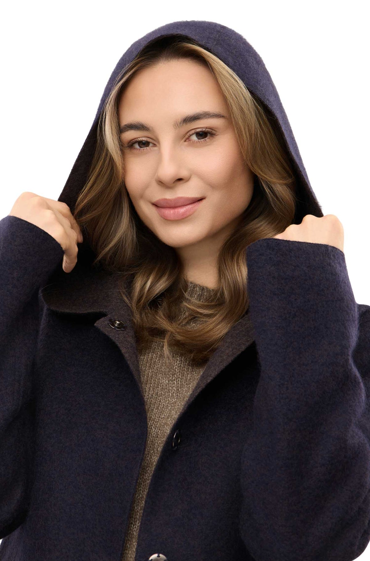 Alpaka Mantel COSTA-navy/mokka
