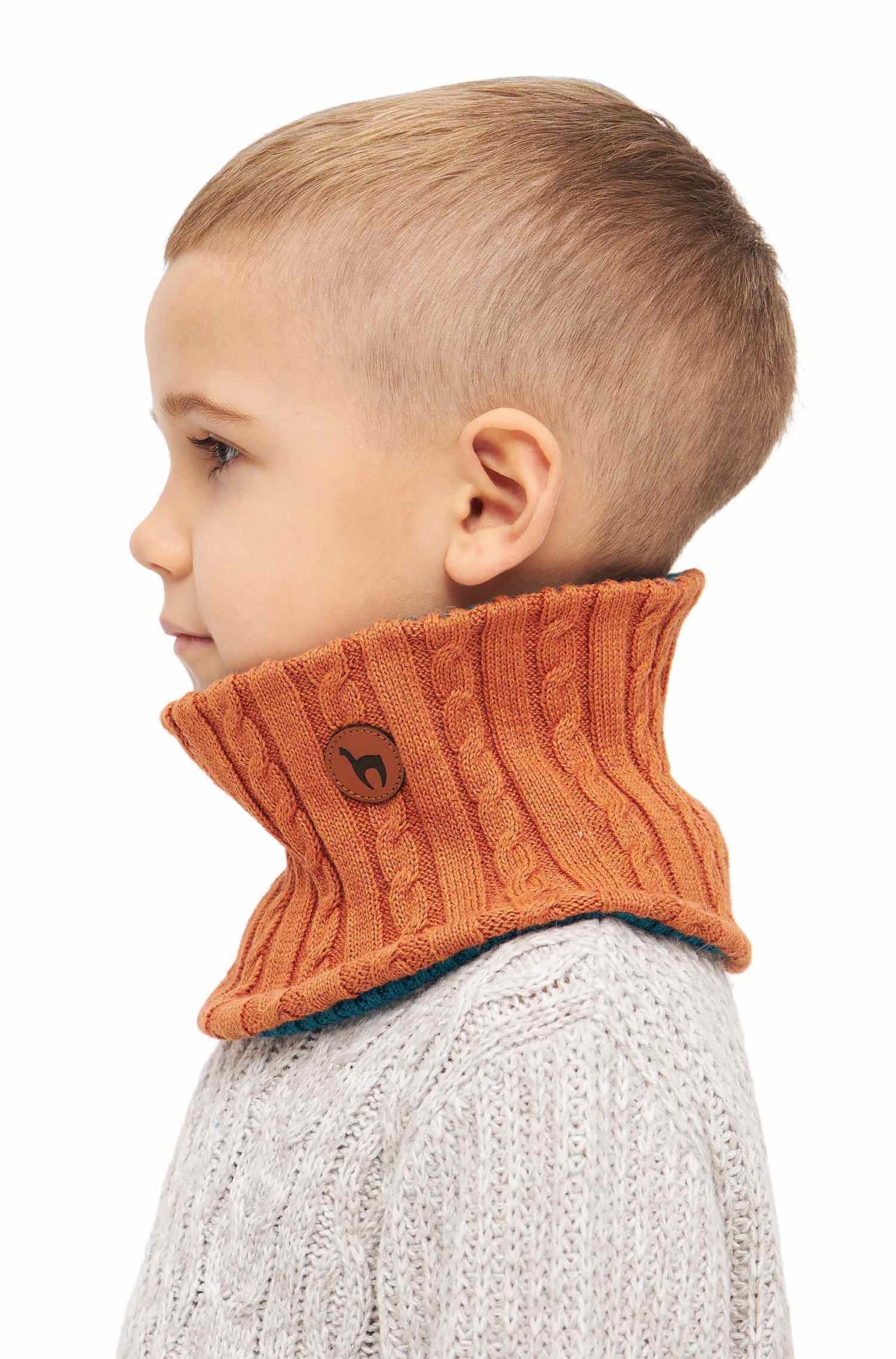 Kinder Loopschal ELISUAVE | 4-6 Jahre-orange/petrol