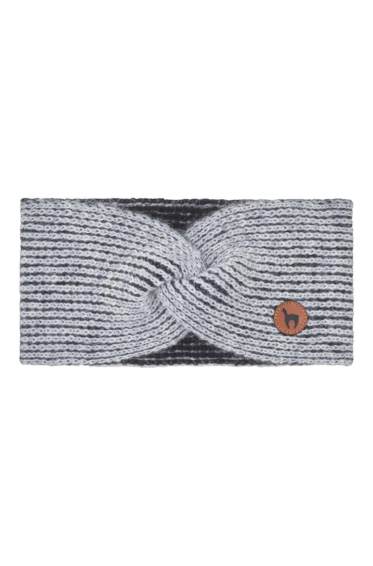 Alpaka Stirnband MARINO, mit Twist-silber/schwarz