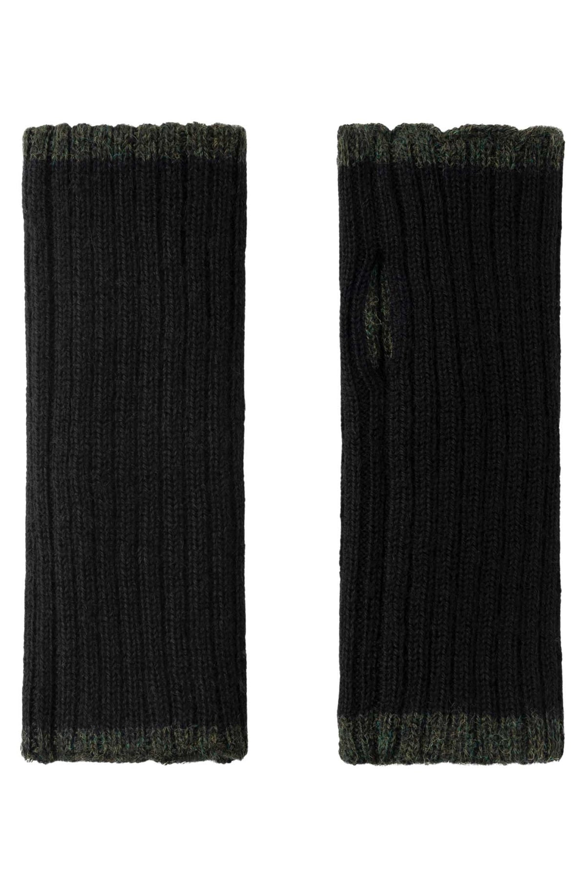 Alpaka Pulswärmer SUAVE-tannengrün/schwarz
