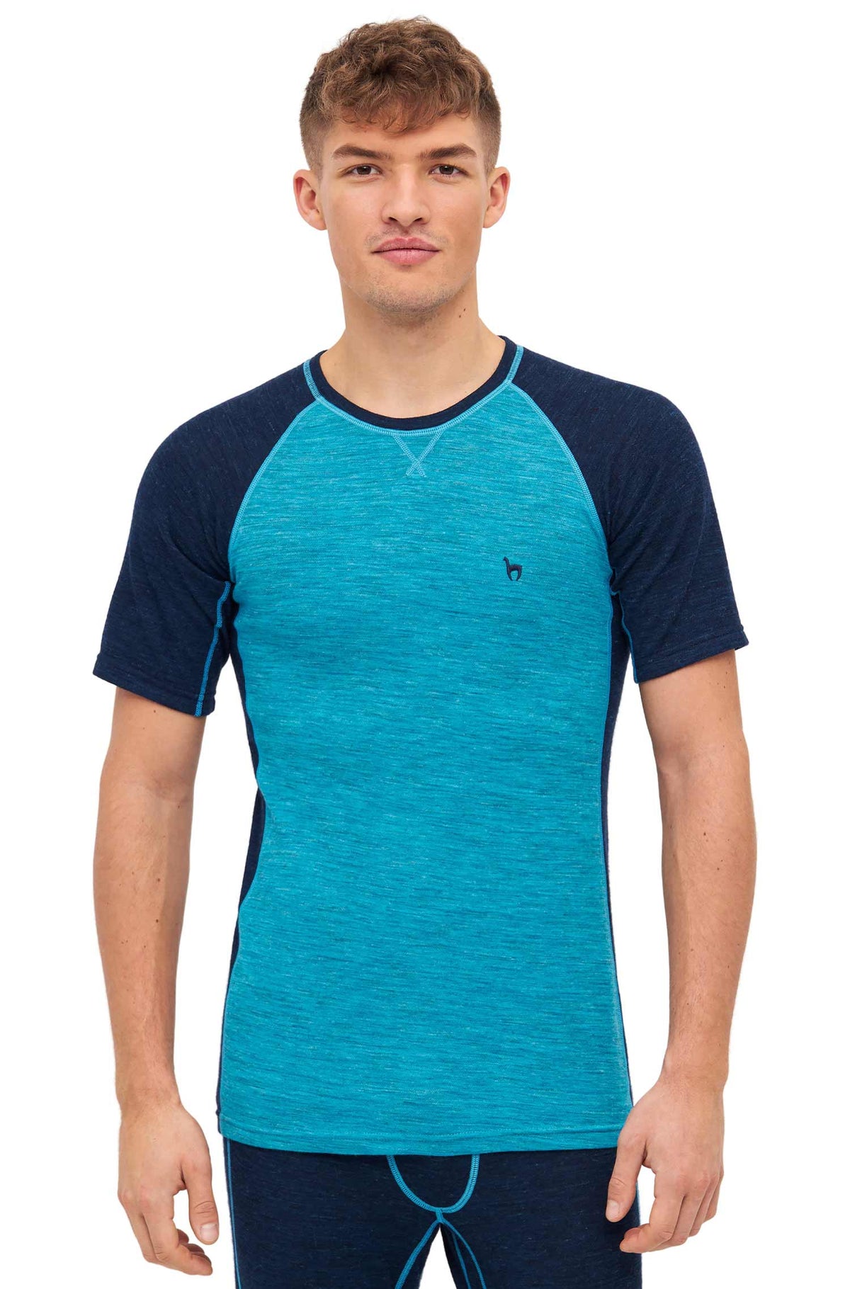 Alpaka Shirt THERMO-navy/türkis