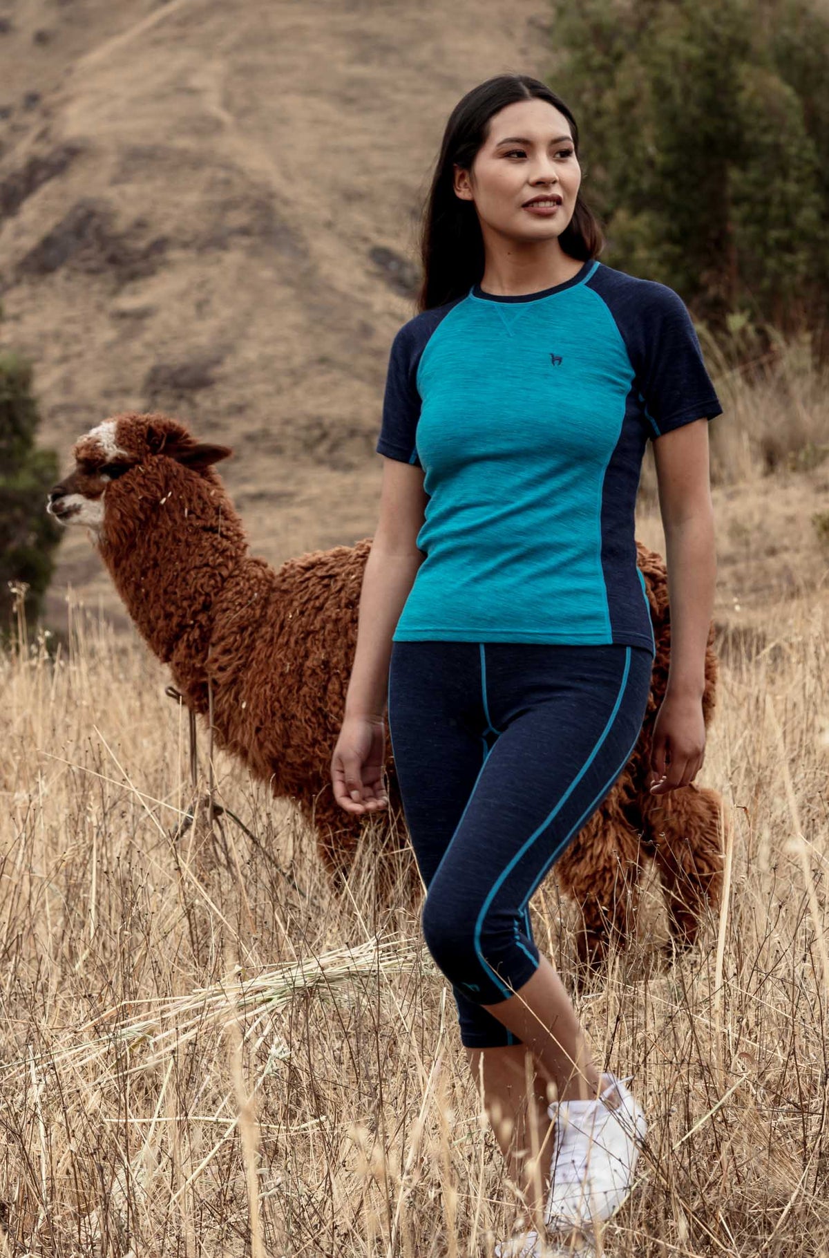 Alpaka 3/4-Leggings THERMO-navy/türkis